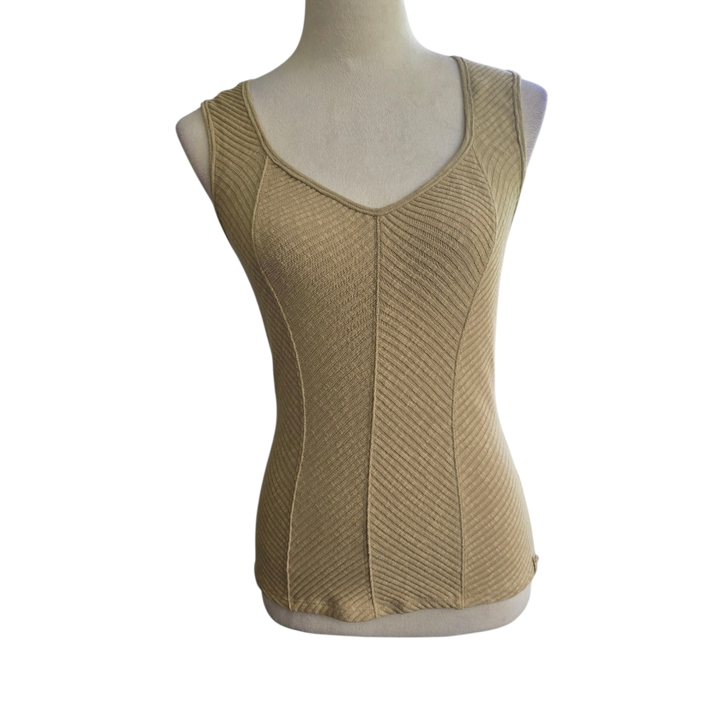 Free People We The Free Cobra Beige Ribbed Corset Design Top Size M NWT